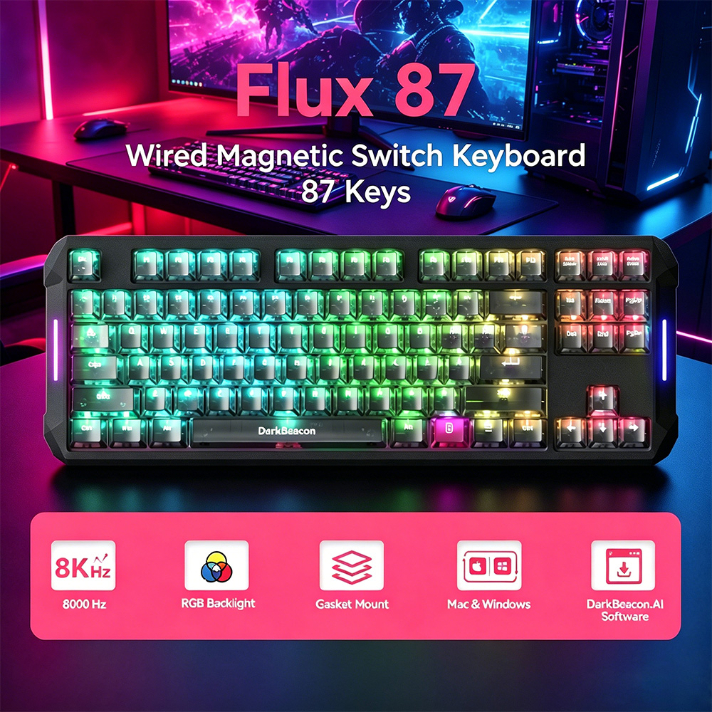 Esports Gaming Photo - DarkBeacon Flux 87 Hall Effect Gaming-toetsenbord