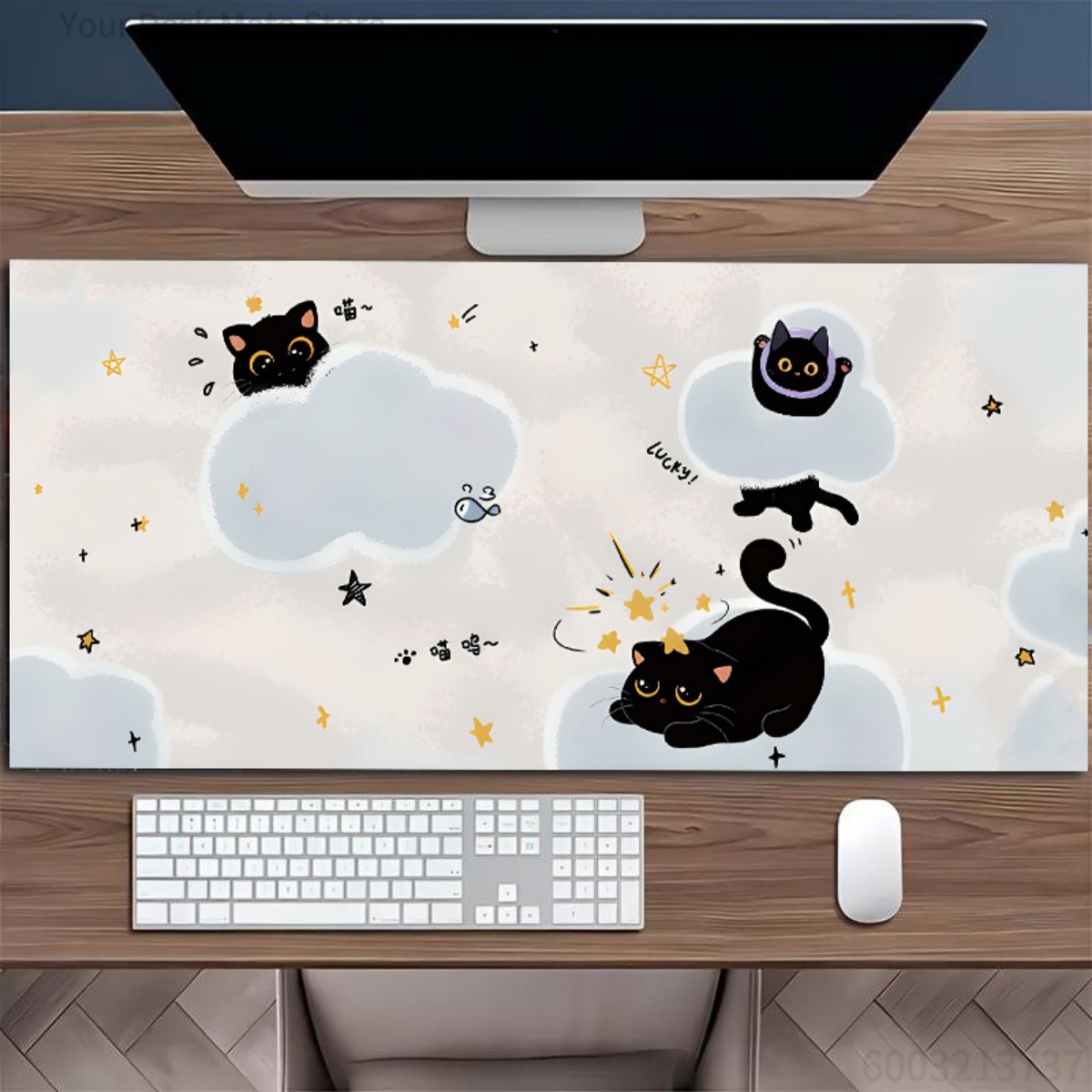 Esports Gaming School - Rubberen gladde bureau-muismat Zwart katten- en